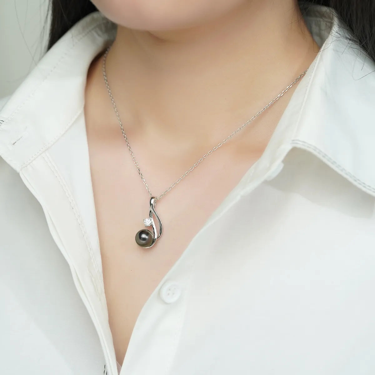Black Pearl Moissanite Necklace Free Shipping Canada