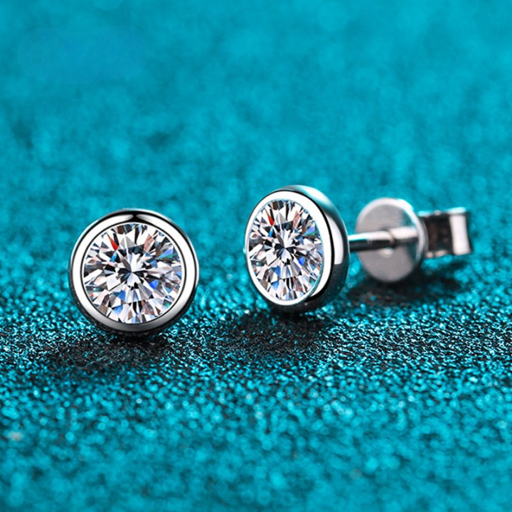 Sterling Silver Moissanite Diamond Stud Earrings Australia