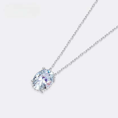 Sterling Silver Oval Moissanite Diamond Necklace Pendant