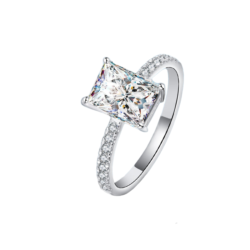 1 Carat Rectangle Moissanite Diamond Engagement Ring 