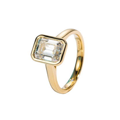Emerald Ring Moissanite Diamond Sterling Silver Holloway Jewellery