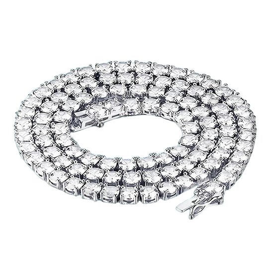 Mens Moissanite Diamond Sterling Silver Tennis Necklace Tennis Bracelet