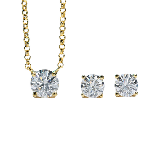 2ct Moissanite Necklace 1ct Earrings Jewellery Set Sterling Silver