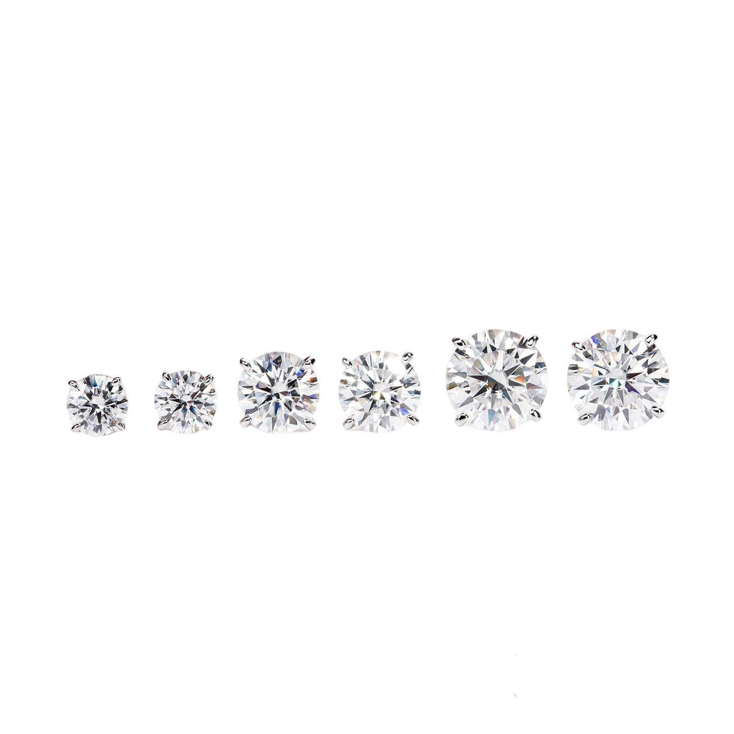 moissanite size chart 0.5 ct 1 ct 2 ct earrings Holloway Jewellery