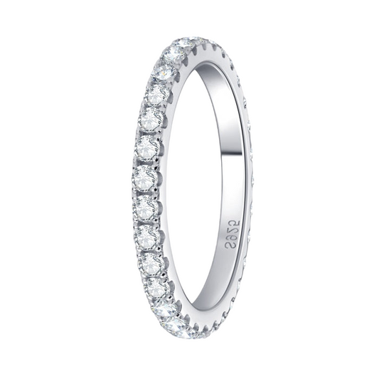 2mm Moissanite Eternity Ring / Wedding Ring for Women 925 Sterling Silver