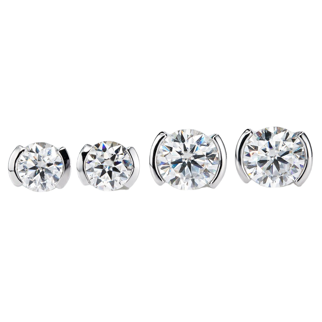 half bezel earrings Moissanite Diamonds Holloway Jewellery
