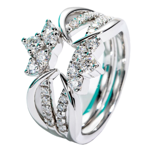 Moissanite Diamond Wedding Ring Set Sterling Silver