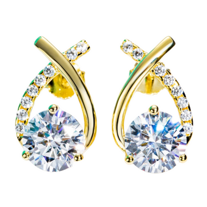 2ct Yellow Gold Plated Moissanite Earrings