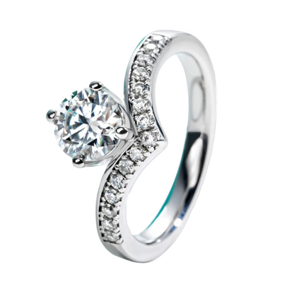 1 Carat Moissanite Diamond Engagement Ring Sterling Silver