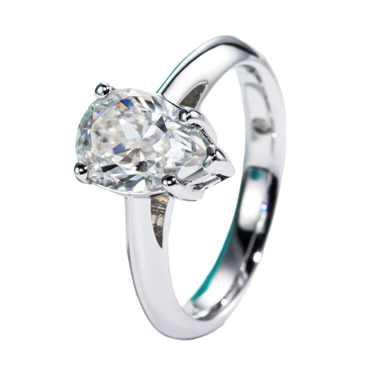 Moissanite Pear Shape Solitaire Ring US