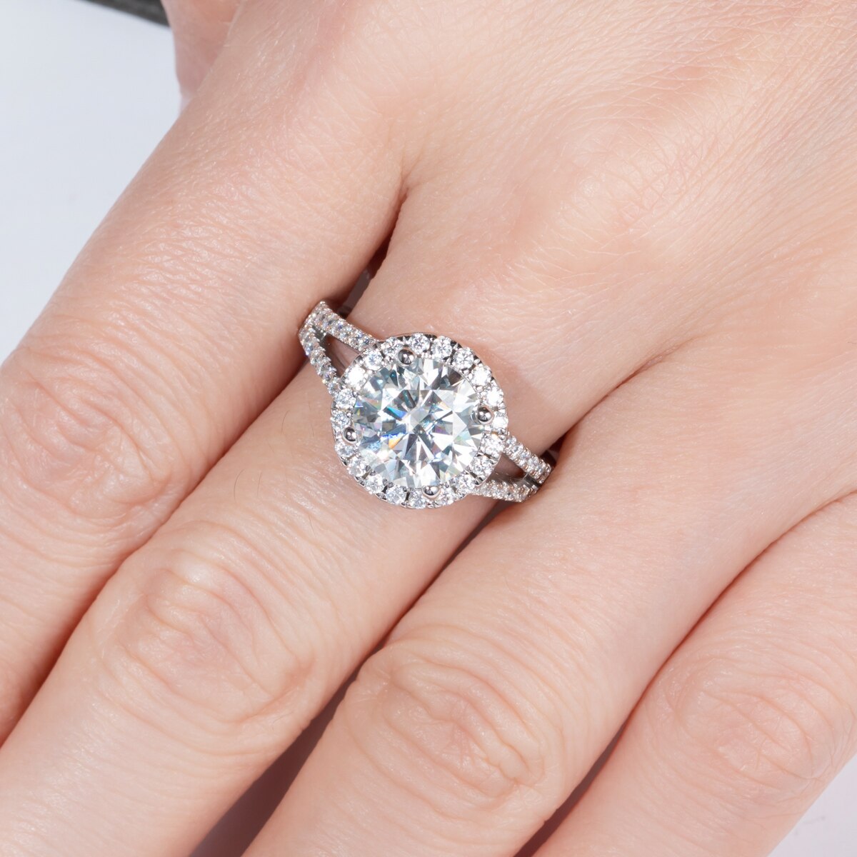 3ct ring moissanite diamond halo ring holloway jewellery CA