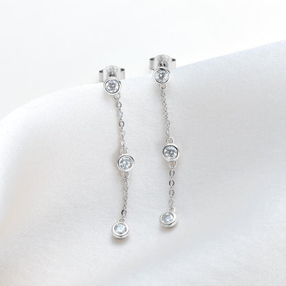 Sterling Silver Moissanite Diamond Drop Earrings NZ