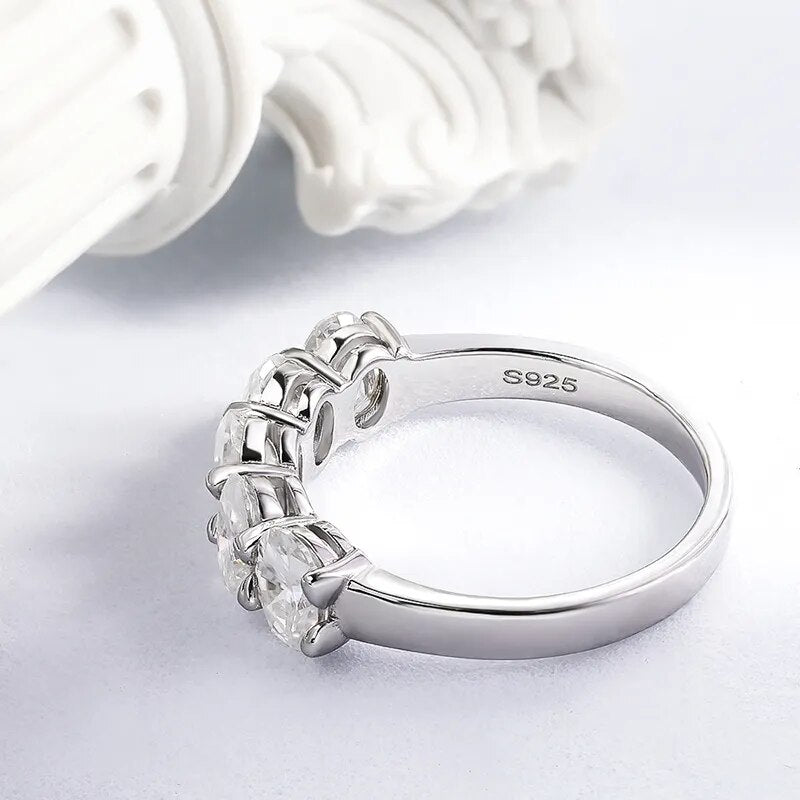 Sterling Silver Moissanite Diamond Ring 