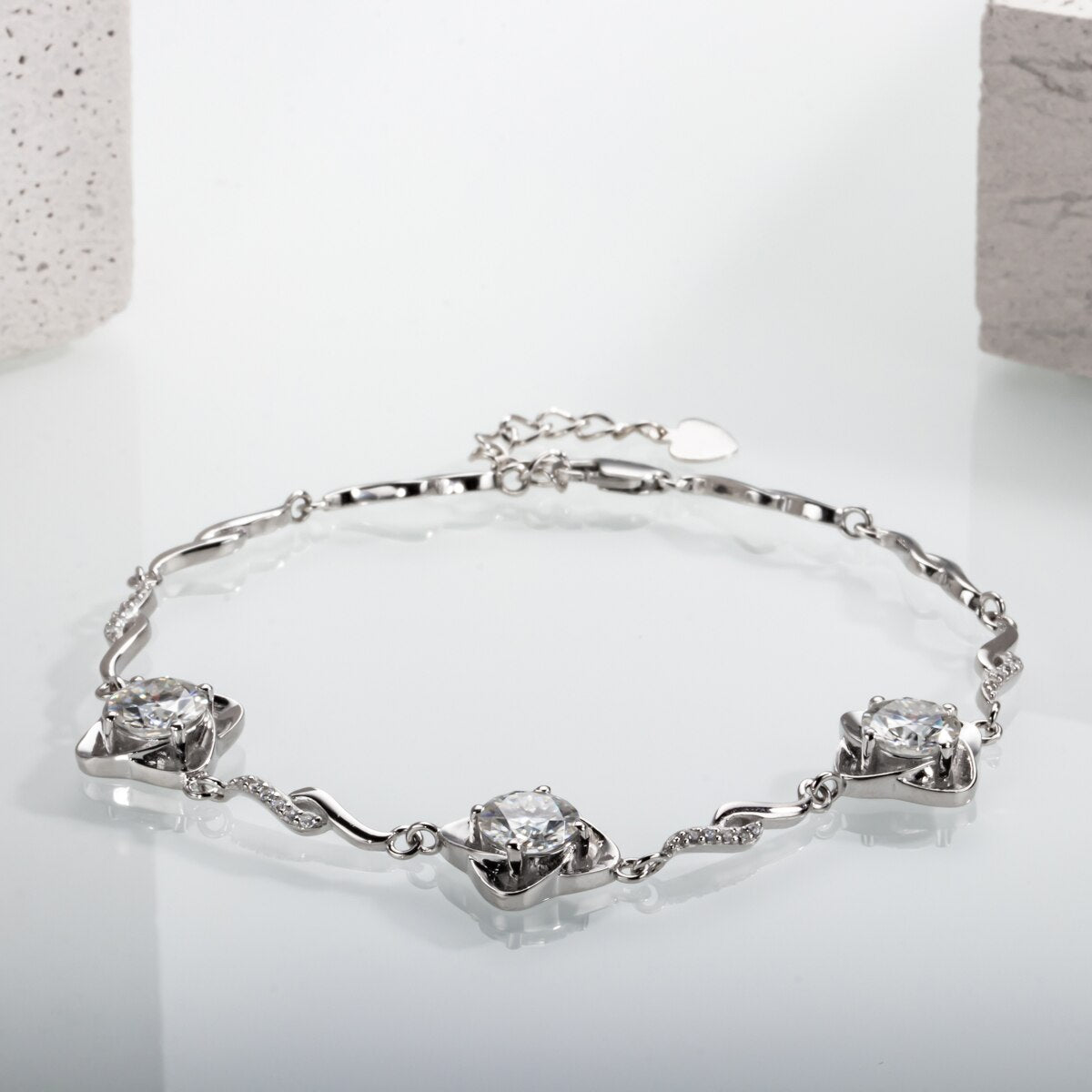 Moissanite Diamond Four Leaf Clover Bracelet Holloway Jewellery