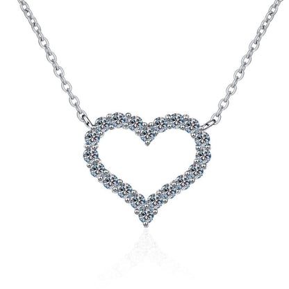 Heart Shaped Moissanite Diamond Sterling Silver Necklace
