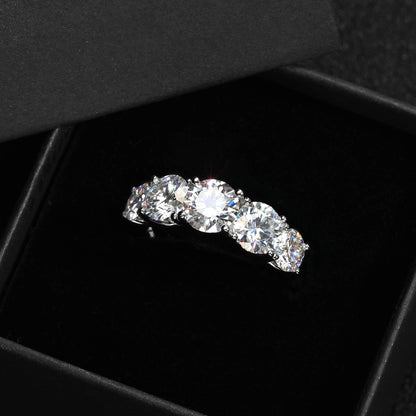 Sterling Silver Moissanite Diamond Ring US