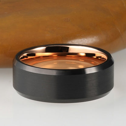 black rose gold colour mens tungsten ring Holloway Jewellery