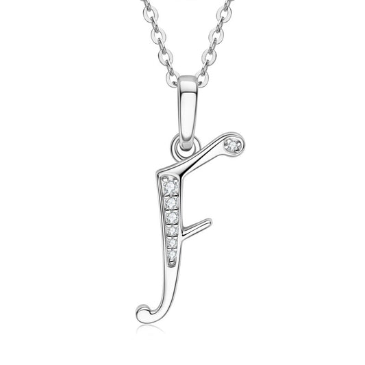 Initial Moissanite Diamond Sterling Silver Pendant Necklace