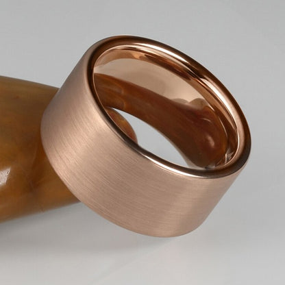 Rose Gold Colour Wide Mens Ring Tungsten Metal Holloway Jewellery