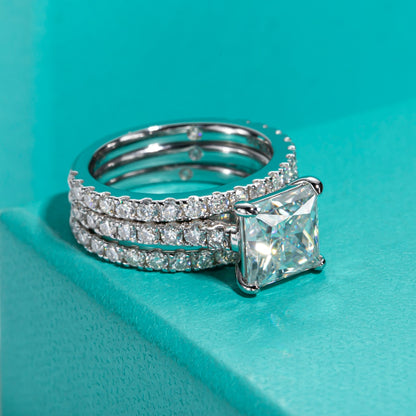 Princess Cut Moissanite Diamond Ring Set