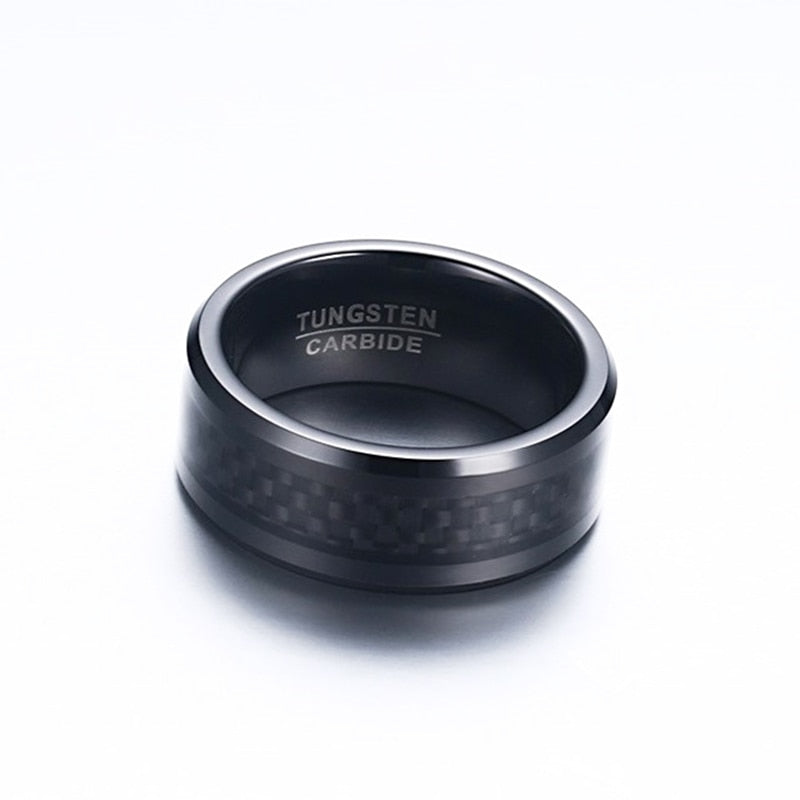 8mm Mens Tungsten Carbide Black Ring Holloway Jewellery