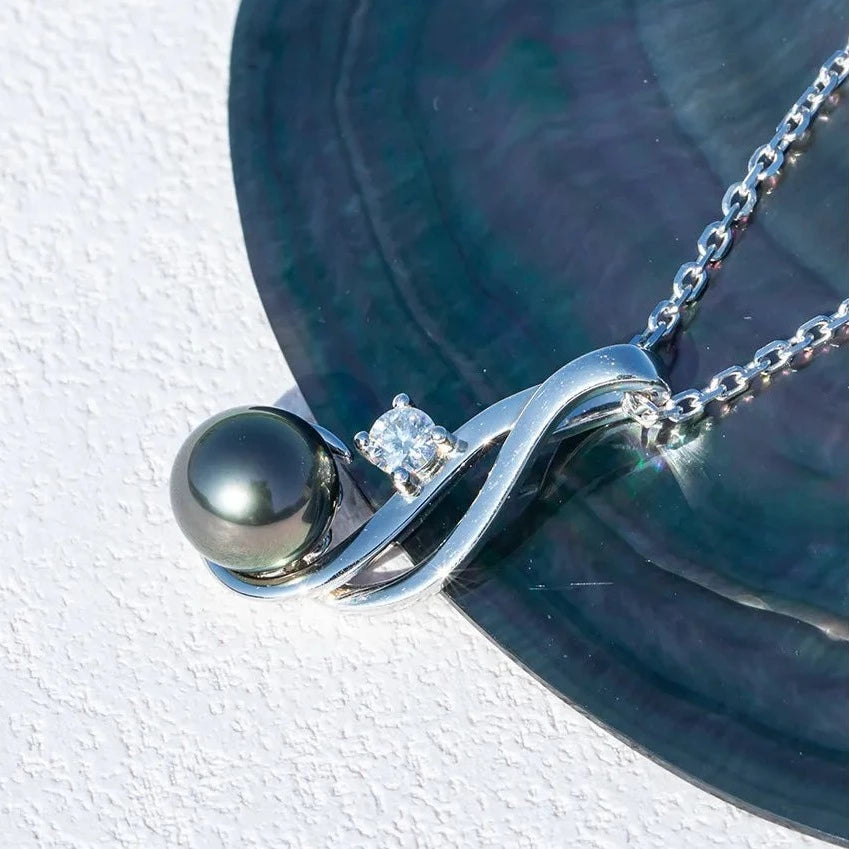 Black Pearl Moissanite Necklace