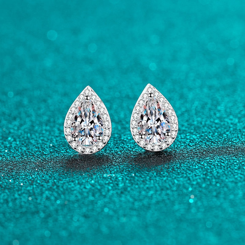 Moissanite Diamond Stud Sterling Silver Earrings