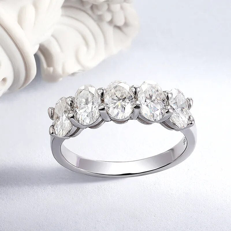 Holloway Jewellery 5 Stone Moissanite Diamond Ring 