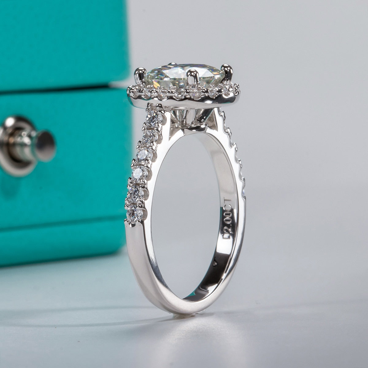 Halo Moissanite Diamond Engagement Ring Australia
