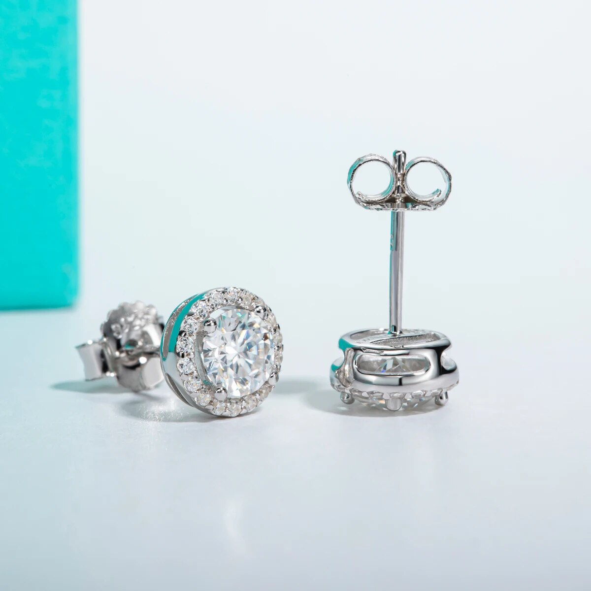Holloway Jewellery Sterling Silver Moissanite Diamond Stud Earrings
