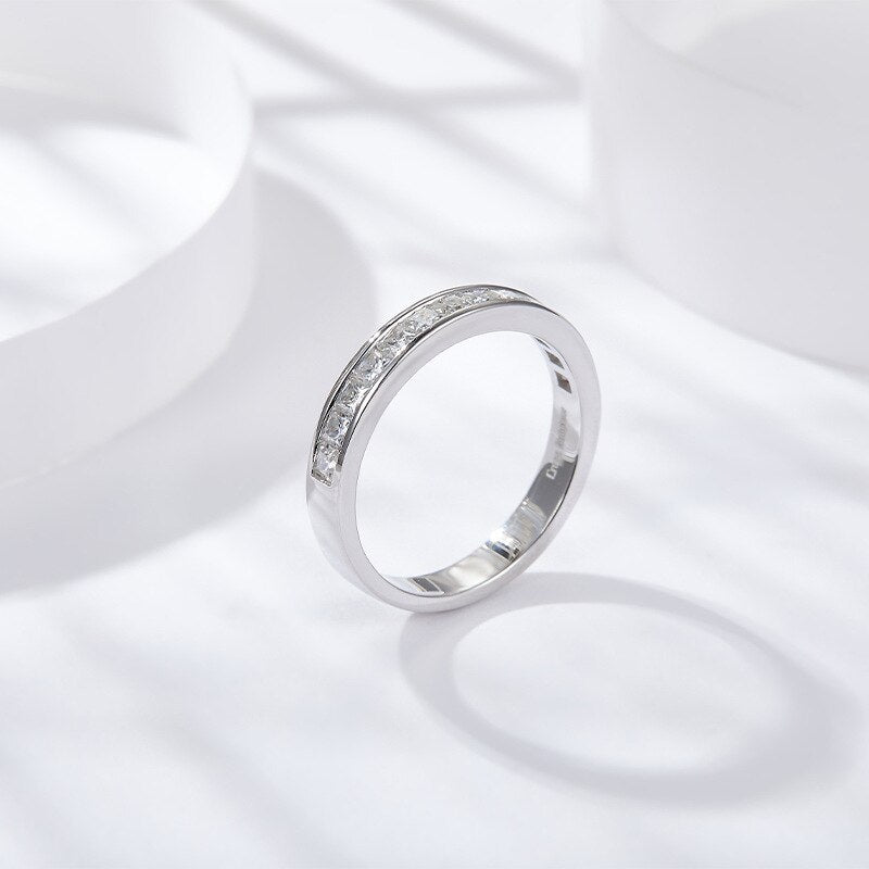 Sterling Silver Moissanite Diamond Wedding Ring