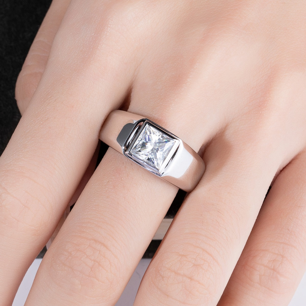 Princess cut mens on sale ring