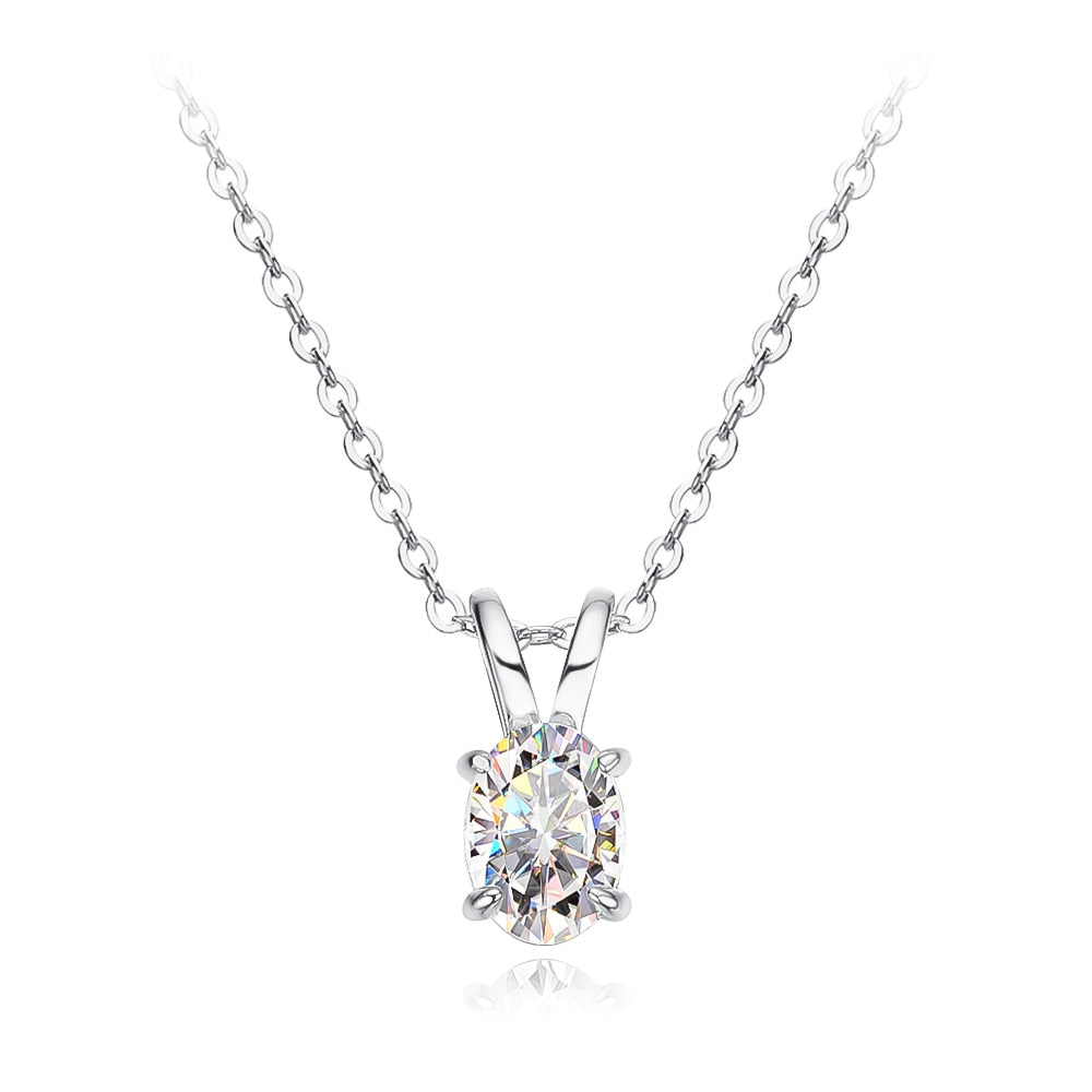 1ct Oval Moissanite Diamond Pendant Necklace