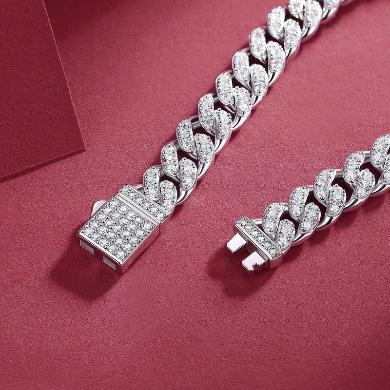 Cuban Link Bracelet Mens Silver Bracelet Holloway Jewellery Diamond GRA Moissanite Certificate UK