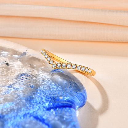 Gold Moissanite Ring V Shape Wishbone Ring Holloway Jewellery