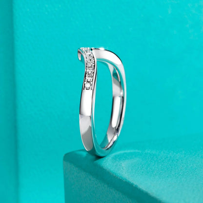 Moissanite Diamond V Shape Half Eternity Ring