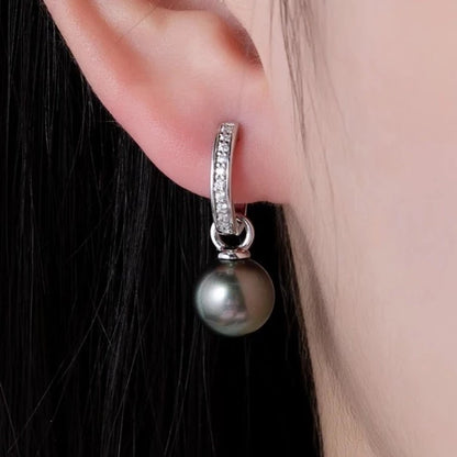 Sterling Silver Black Pearl Moissanite Earrings Holloway Jewellery