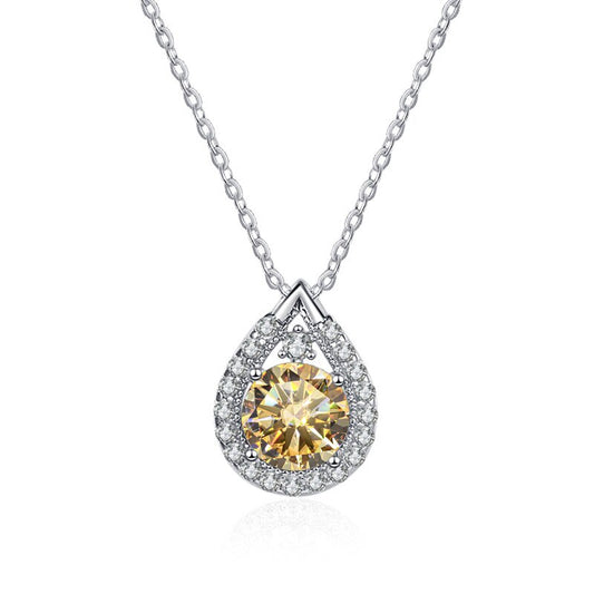 UK Holloway Jewellery 1 Carat Pear Shape Halo Moissanite Pendant Necklace