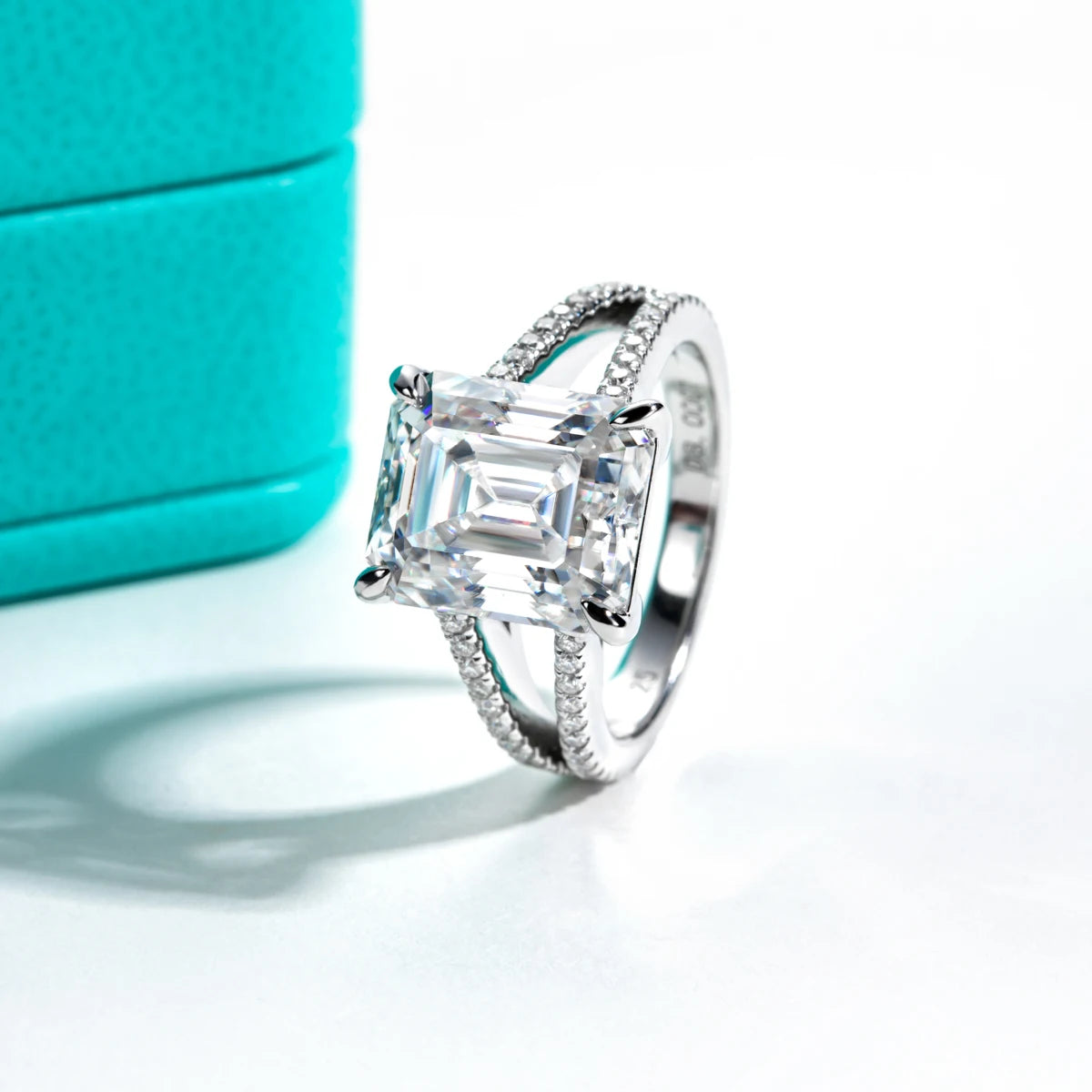 Emerald Cut Moissanite Diamond Ring