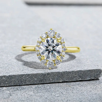 Holloway Jewellery UK Moissanite Diamond Halo Ring