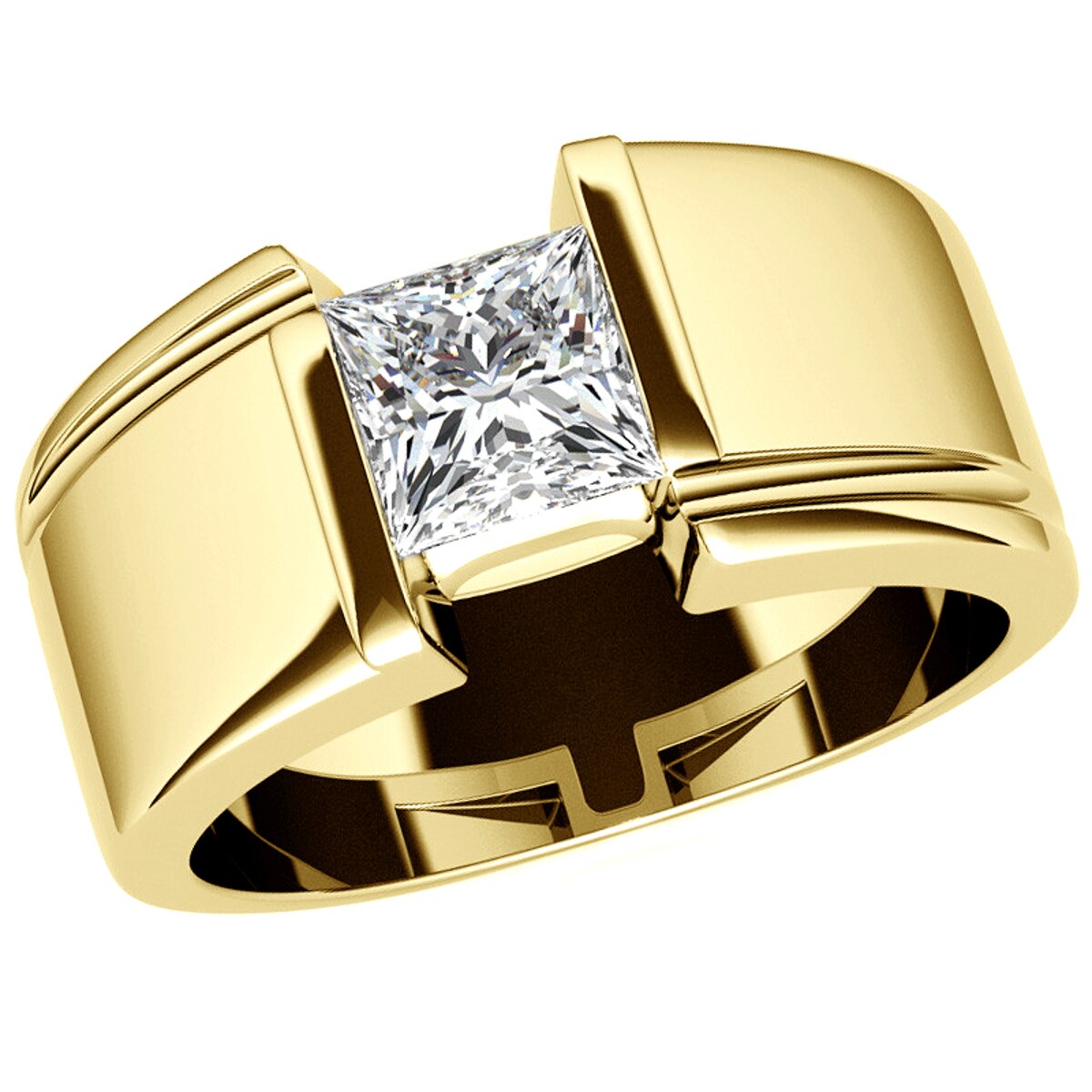 princess cut moissanite diamond gold plated silver ring Holloway Jewellery Canada