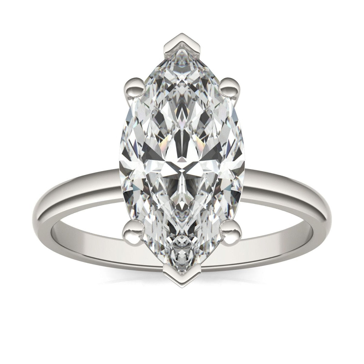 3 Carat Marquise Cut Moissanite Diamond Ring Sterling Silver