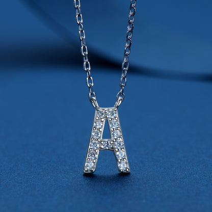Moissanite Diamond Necklace Initial Sterling Silver UK