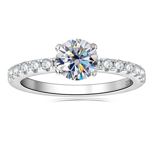 0.8ct Moissanite Diamond Engagement Ring Sterling Silver