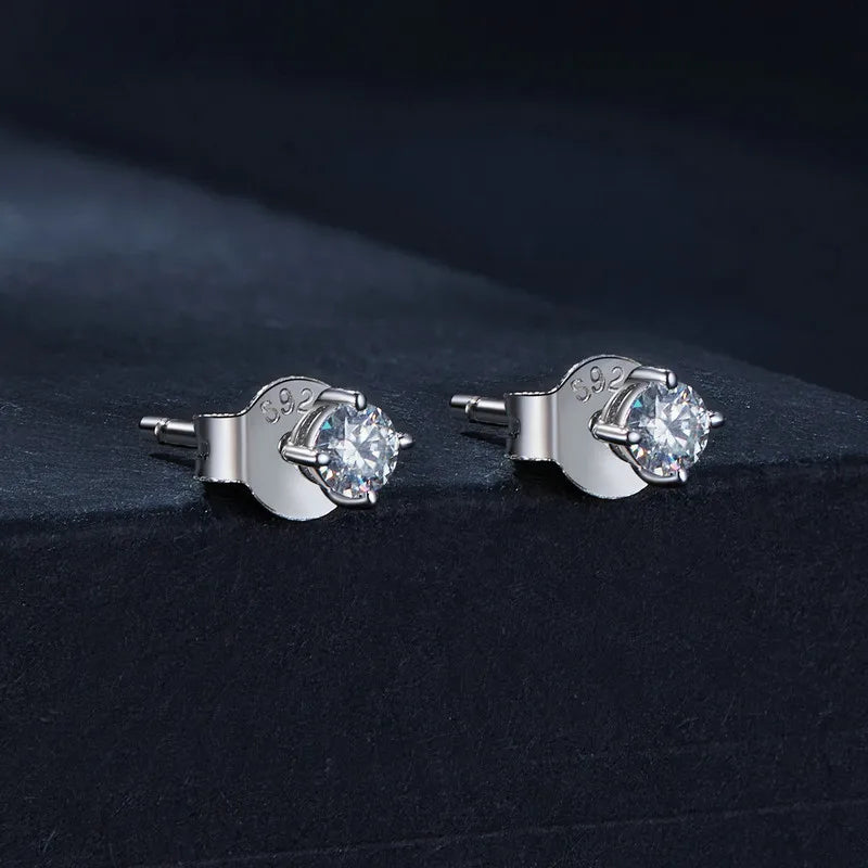 Moissanite Diamond 4 Prong Stud Earrings