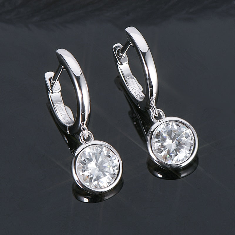1 Carat Moissanite Diamond Dangle Drop Earrings