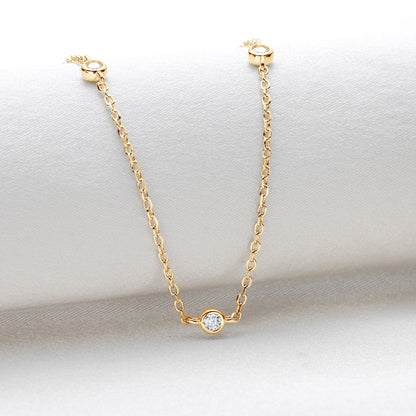 gold moisanite necklace bezel set 2.5mm Moissanites Holloway Jewellery USA