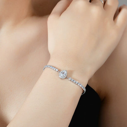 Sterling Silver Pear Shape Moissanite Diamond Bracelet Free Shipping US