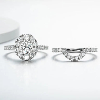 Moissanite Diamond Halo Engagement Ring