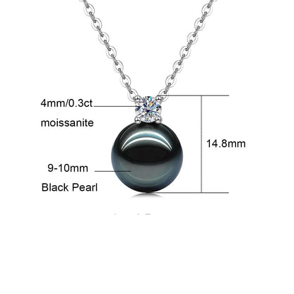 Black Pearl Moissanite Diamond Necklace